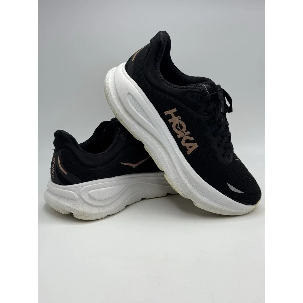 Hoka Bondi 9 Women's Running Shoes Black/Gold/White Size 9.5B